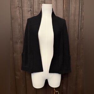 Henri Bendel Black 100% Cashmere Wrap Shawl Sweater w/Pockets Holiday Formal OS